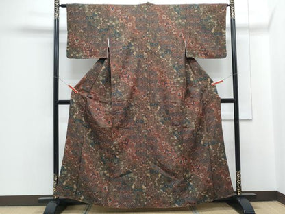 平和屋着物■小紋　切嵌更紗花文　洗える着物　CABF1920th
