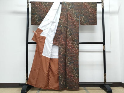 平和屋着物■小紋　切嵌更紗花文　洗える着物　CABF1920th