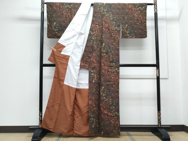 平和屋着物■小紋　切嵌更紗花文　洗える着物　CABF1920th