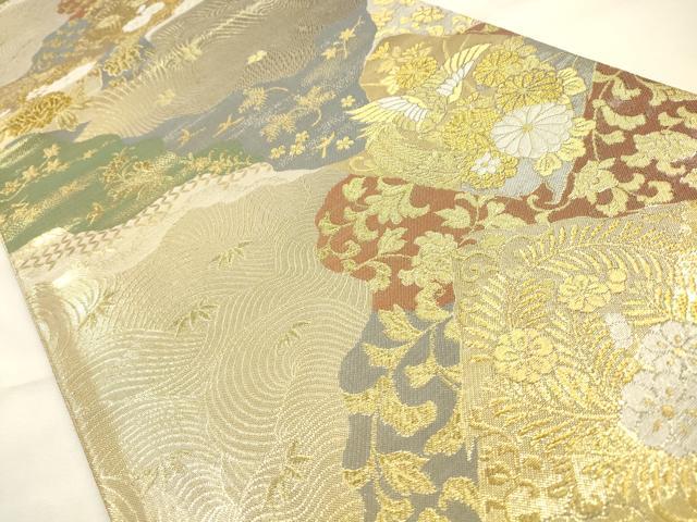平和屋着物◎六通柄袋帯 吉祥道長文様 金糸 正絹 逸品 CABF2001qe
