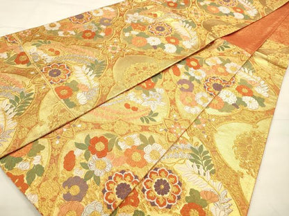 平和屋着物◎佐賀錦 六通柄袋帯 唐織 天井花文 金銀糸 正絹 逸品 CABF2003qe