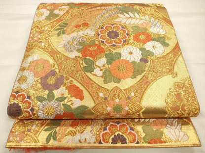 平和屋着物◎佐賀錦 六通柄袋帯 唐織 天井花文 金銀糸 正絹 逸品 CABF2003qe
