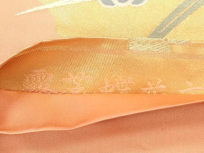 平和屋着物◎六通柄袋帯 唐織 露芝蝶花文 金銀糸 正絹 逸品 CABF2006qe