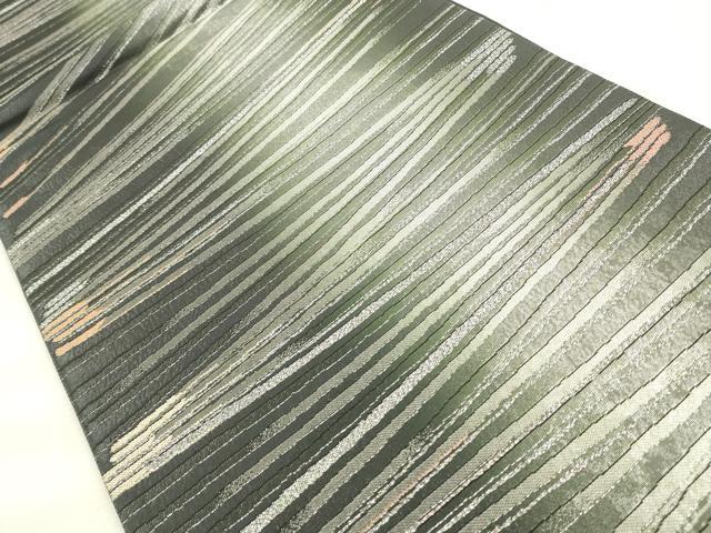 平和屋着物◎六通柄袋帯 流線文 銀糸 正絹 逸品 CABF2008qe