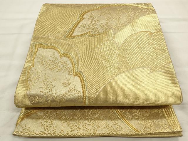 平和屋着物◎六通柄袋帯 舞花文 金糸 正絹 逸品 CABF2010qe