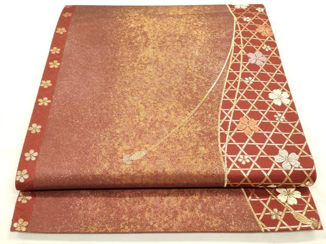 平和屋着物◎六通柄袋帯 唐織 紐花文 金糸 正絹 逸品 CABF2012qe