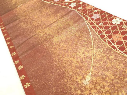 平和屋着物◎六通柄袋帯 唐織 紐花文 金糸 正絹 逸品 CABF2012qe