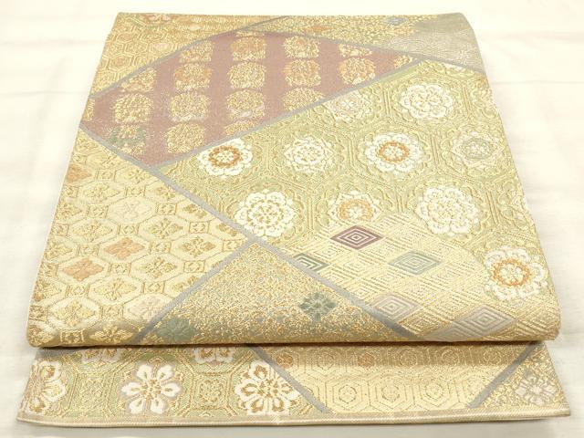 平和屋着物◎六通柄袋帯 唐織 切嵌吉祥文 金糸 正絹 逸品 CABF2014qe