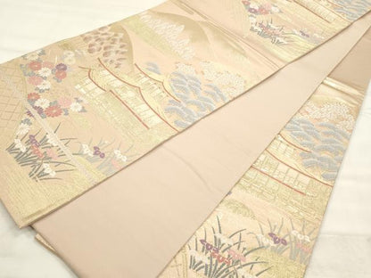 平和屋着物◎六通柄袋帯 唐織 金閣寺 金糸 正絹 逸品 CABF2015qe