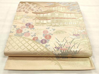 平和屋着物◎六通柄袋帯 唐織 金閣寺 金糸 正絹 逸品 CABF2015qe