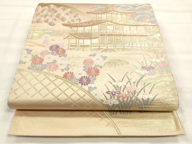 平和屋着物◎六通柄袋帯 唐織 金閣寺 金糸 正絹 逸品 CABF2015qe