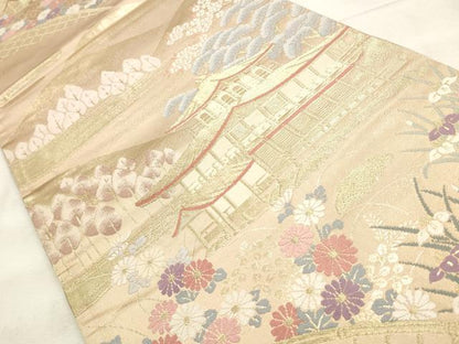 平和屋着物◎六通柄袋帯 唐織 金閣寺 金糸 正絹 逸品 CABF2015qe