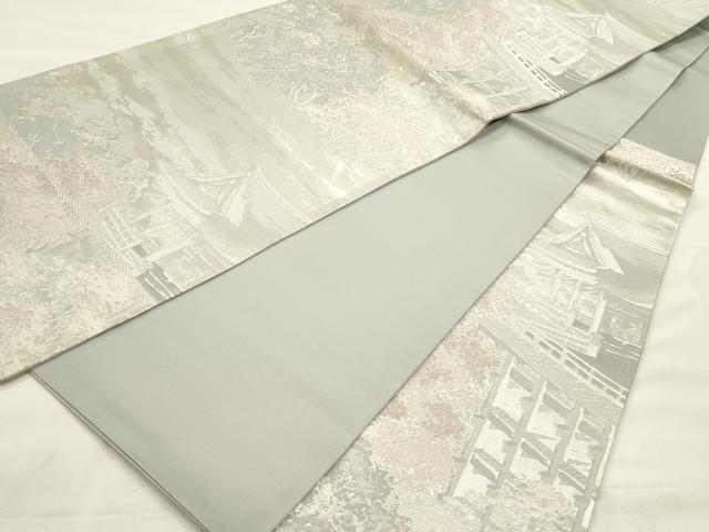 平和屋着物◎六通柄袋帯 風景文 銀糸 正絹 逸品 CABF2020qe