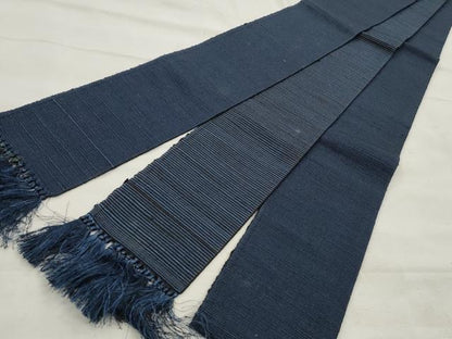 平和屋着物◎男性 両面 角帯 紬地 留紺色 正絹 逸品 CABF2039qe