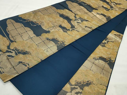 平和屋着物◎六通柄袋帯　雲取り枝松文　金糸　正絹　逸品　CABF2061qe
