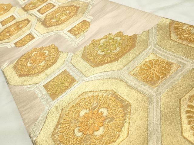 平和屋着物◎六通柄袋帯　蜀江花文　金糸　正絹　逸品　CABF2062qe
