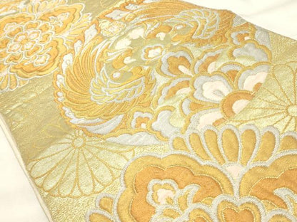 平和屋着物◎六通柄　京袋帯　花鳥文　金銀糸　正絹　逸品　CABF2065qe