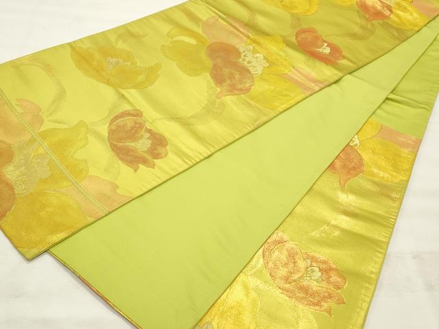 平和屋着物◎六通柄袋帯　草花文　金糸　正絹　逸品　CABF2067qe