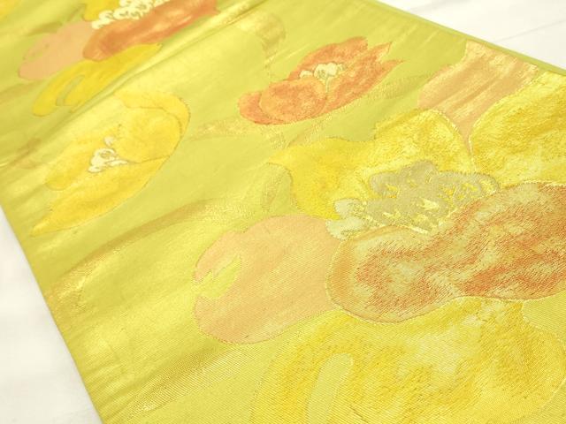 平和屋着物◎六通柄袋帯　草花文　金糸　正絹　逸品　CABF2067qe