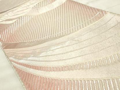 平和屋着物◎全通柄袋帯　斜線文　銀糸　正絹　逸品　CABF2068qe
