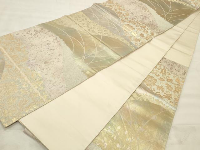 平和屋着物◎六通柄袋帯　作家物　賛美箔　遠山花唐草文　金糸　正絹　逸品　CABF2069qe