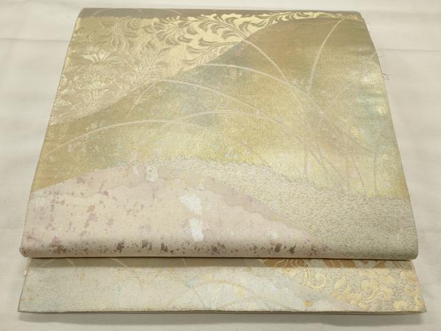 平和屋着物◎六通柄袋帯　作家物　賛美箔　遠山花唐草文　金糸　正絹　逸品　CABF2069qe