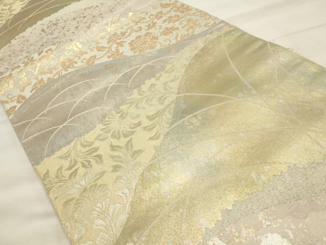平和屋着物◎六通柄袋帯　作家物　賛美箔　遠山花唐草文　金糸　正絹　逸品　CABF2069qe