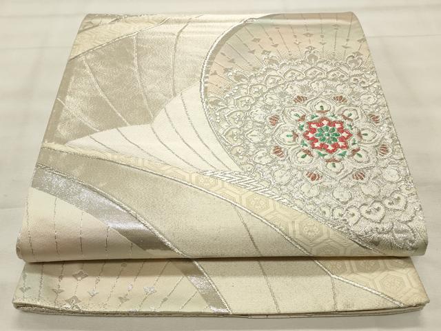平和屋着物◎両面　六通柄袋帯　正倉院花文　銀糸　正絹　逸品　CABF2072qe