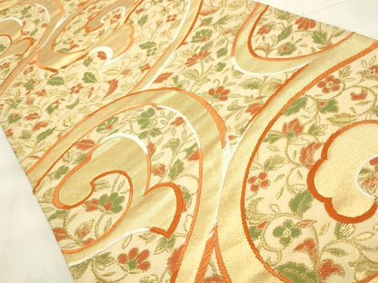 平和屋着物◎六通柄袋帯　花唐草文　金糸　正絹　逸品　CABF2073qe