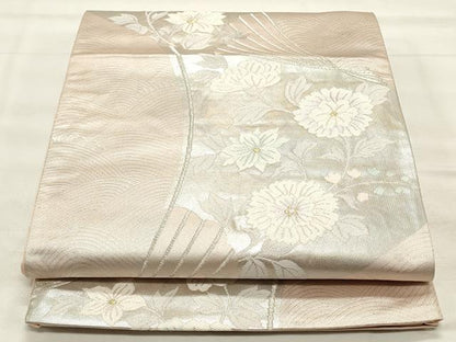 平和屋着物◎六通柄袋帯　扇面花文　金銀糸　正絹　逸品　CABF2074qe