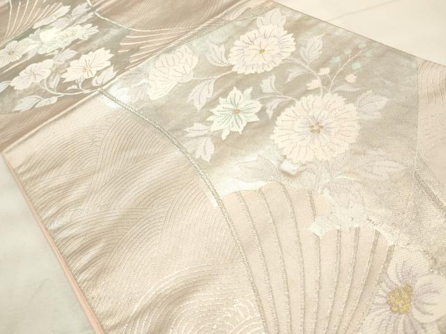 平和屋着物◎六通柄袋帯　扇面花文　金銀糸　正絹　逸品　CABF2074qe