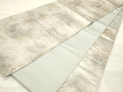 平和屋着物◎六通柄袋帯　花唐草文　銀糸　正絹　逸品　CABF2078qe