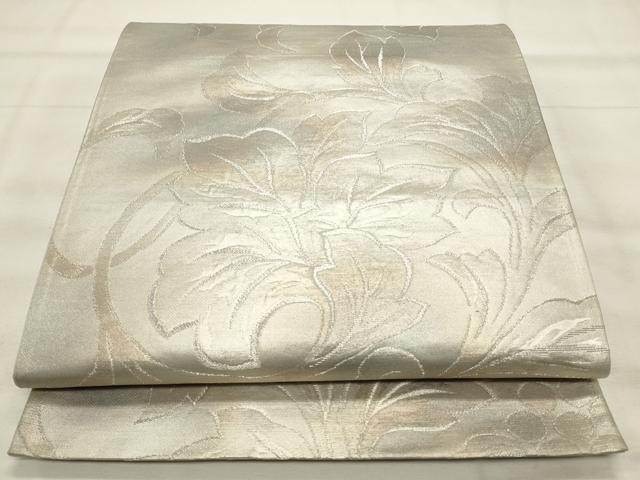 平和屋着物◎六通柄袋帯　花唐草文　銀糸　正絹　逸品　CABF2078qe
