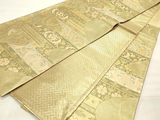 平和屋着物◎佐賀錦　六通柄袋帯　花鳥唐草文　金糸　正絹　逸品　CABF2079qe