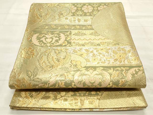 平和屋着物◎佐賀錦　六通柄袋帯　花鳥唐草文　金糸　正絹　逸品　CABF2079qe