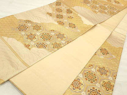 平和屋着物◎六通柄袋帯 雲取吉祥文 金糸 正絹 逸品 CABF2086qe