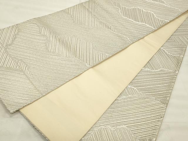 平和屋着物◎六通柄袋帯 霞斜線文 銀糸 正絹 逸品 CABF2089qe