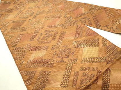 平和屋着物◎本場筑前博多織 八寸名古屋帯 幾何学文 正絹 逸品 CABF2105qe