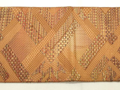 平和屋着物◎本場筑前博多織 八寸名古屋帯 幾何学文 正絹 逸品 CABF2105qe