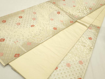 平和屋着物◎六通柄袋帯 舞梅文 金銀糸 正絹 逸品 CABF2109qe