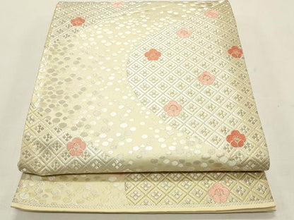 平和屋着物◎六通柄袋帯 舞梅文 金銀糸 正絹 逸品 CABF2109qe