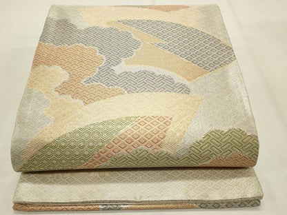 平和屋着物◎佐賀錦 六通柄袋帯 二重箔 地紙吉祥文 金糸 正絹 逸品 CABF2116qe