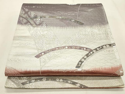 平和屋着物◎六通柄袋帯 芝草花文 金銀糸 正絹 逸品 CABF2118qe