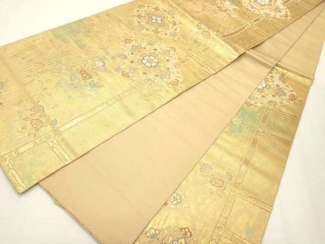 平和屋着物◎六通柄袋帯　正倉院花鳥文　金糸　正絹　逸品　CABF2119qe