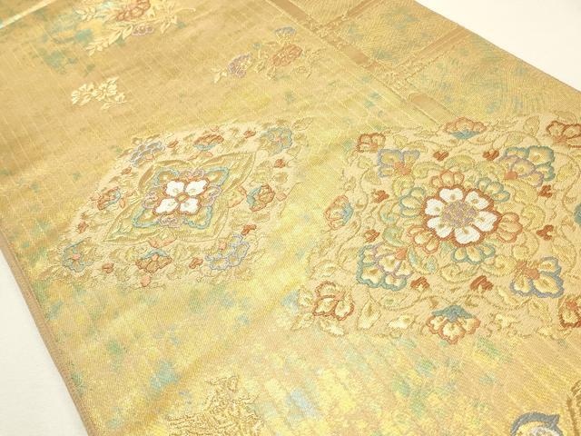 平和屋着物◎六通柄袋帯　正倉院花鳥文　金糸　正絹　逸品　CABF2119qe