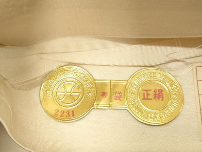 平和屋着物◎西陣 六通柄袋帯 草花吉祥文 金糸 証紙付き 正絹 逸品 CABF2121qe
