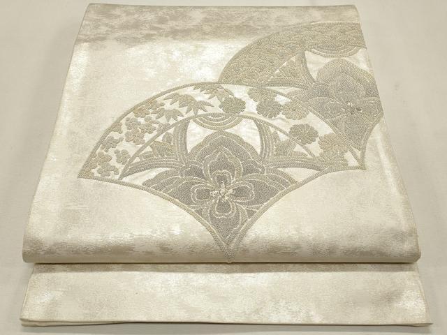 平和屋着物◎中国三大刺繍 相良刺繍 総刺繍 太鼓柄袋帯 花青海波 銀糸 正絹 逸品 CABF2126qe