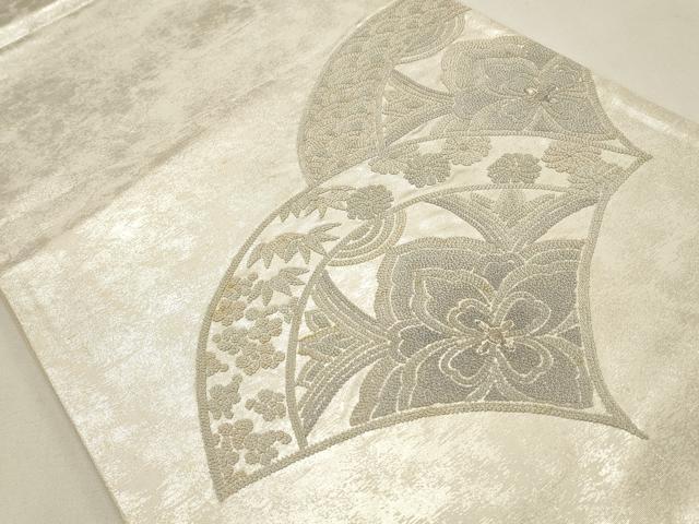 平和屋着物◎中国三大刺繍 相良刺繍 総刺繍 太鼓柄袋帯 花青海波 銀糸 正絹 逸品 CABF2126qe