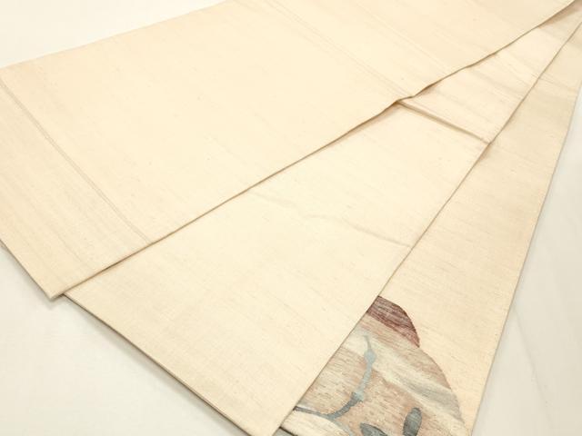 平和屋着物◎太鼓柄袋帯 すくい織 草花文 正絹 逸品 CABF2127qe
