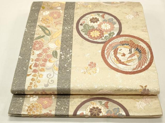 平和屋着物◎六通柄袋帯 唐織 献上狂言の花 金銀糸 正絹 逸品 CABF2130qe
